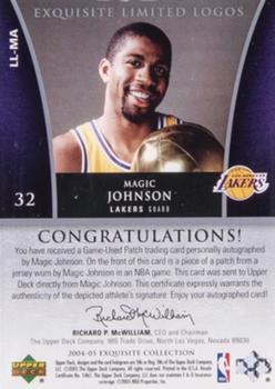 2004-05 Upper Deck Exquisite Collection - Limited Logos #LL-MA Magic Johnson Back