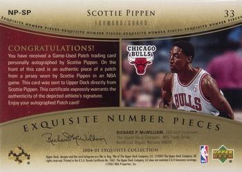 2004-05 Upper Deck Exquisite Collection - Number Pieces Autographs #NP-SP Scottie Pippen Back
