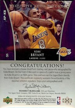 2004-05 Upper Deck Exquisite Collection - Patches Autographs #AP-KB Kobe Bryant Back