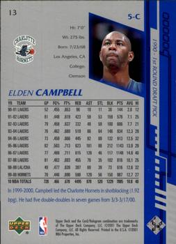 2000-01 Upper Deck Encore #13 Elden Campbell Back