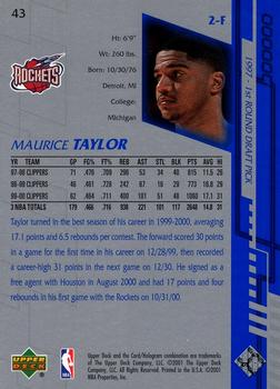 2000-01 Upper Deck Encore #43 Maurice Taylor Back