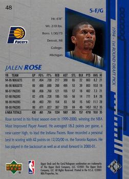 2000-01 Upper Deck Encore #48 Jalen Rose Back