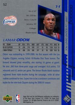 2000-01 Upper Deck Encore #52 Lamar Odom Back