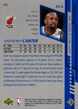 2000-01 Upper Deck Encore #63 Anthony Carter Back
