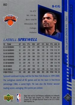 2000-01 Upper Deck Encore #80 Latrell Sprewell Back