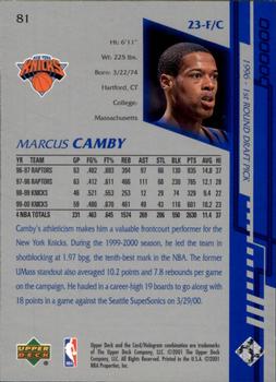 2000-01 Upper Deck Encore #81 Marcus Camby Back