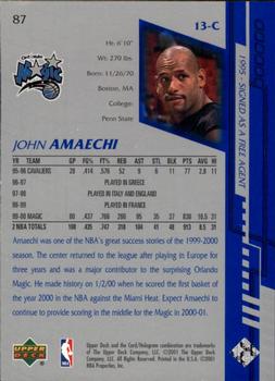 2000-01 Upper Deck Encore #87 John Amaechi Back