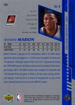 2000-01 Upper Deck Encore #98 Shawn Marion Back