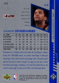 2000-01 Upper Deck Encore #102 Damon Stoudamire Back