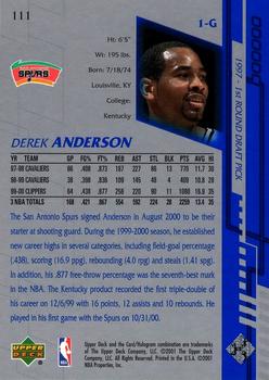 2000-01 Upper Deck Encore #111 Derek Anderson Back