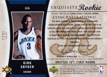 2004-05 Upper Deck Exquisite Collection - Rookie Parallel #66 Kirk Snyder Back