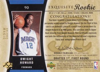 2004-05 Upper Deck Exquisite Collection - Rookie Parallel #90 Dwight Howard Back