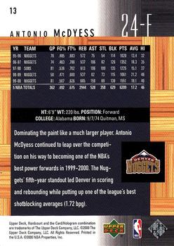 2000-01 Upper Deck Hardcourt #13 Antonio McDyess Back