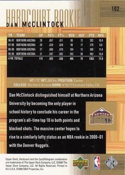 2000-01 Upper Deck Hardcourt #102 Dan McClintock Back