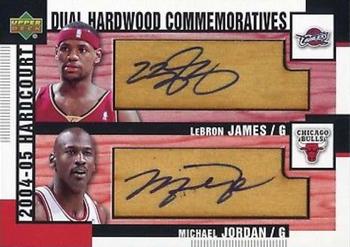 2004-05 Upper Deck Hardcourt - Hardwood Commemoratives Dual #HC2-JJ LeBron James / Michael Jordan Front
