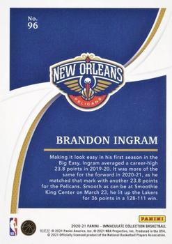 2020-21 Panini Immaculate Collection - Red #96 Brandon Ingram Back