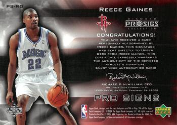 2004-05 Upper Deck Pro Sigs - Pro Signs #PS-RG Reece Gaines Back