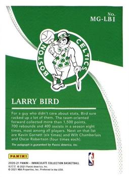 2020-21 Panini Immaculate Collection - Marks of Greatness Gold #MG-LBI Larry Bird Back