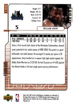 2000-01 Upper Deck MVP #100 William Avery Back