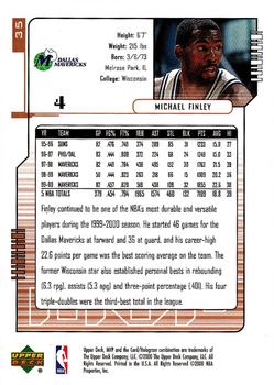 2000-01 Upper Deck MVP #35 Michael Finley Back