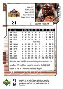 2000-01 Upper Deck MVP #46 George McCloud Back