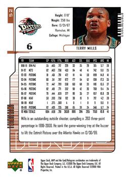 2000-01 Upper Deck MVP #52 Terry Mills Back