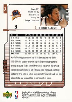 2000-01 Upper Deck MVP #54 Donyell Marshall Back