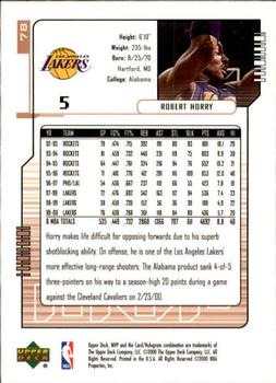 2000-01 Upper Deck MVP #78 Robert Horry Back