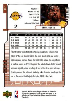 2000-01 Upper Deck MVP #81 Derek Fisher Back