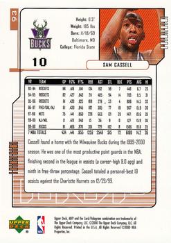 2000-01 Upper Deck MVP #93 Sam Cassell Back
