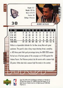 2000-01 Upper Deck MVP #105 Kerry Kittles Back