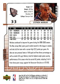 2000-01 Upper Deck MVP #106 Stephon Marbury Back