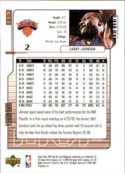 2000-01 Upper Deck MVP #117 Larry Johnson Back