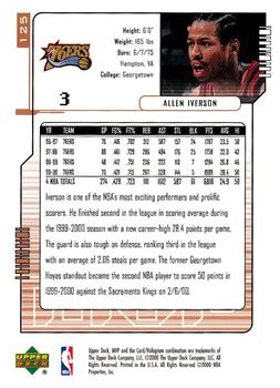 2000-01 Upper Deck MVP #125 Allen Iverson Back