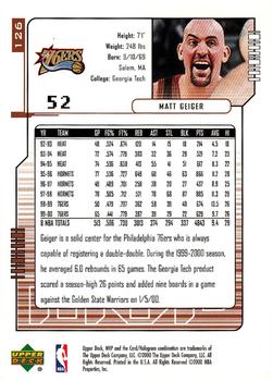 2000-01 Upper Deck MVP #126 Matt Geiger Back