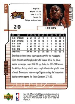 2000-01 Upper Deck MVP #127 Eric Snow Back