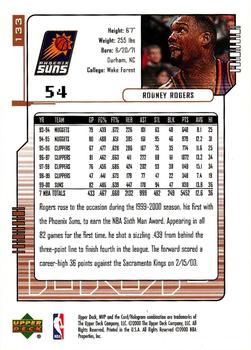 2000-01 Upper Deck MVP #133 Rodney Rogers Back
