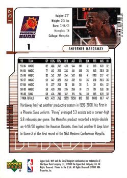 2000-01 Upper Deck MVP #137 Anfernee Hardaway Back