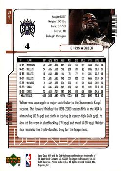 2000-01 Upper Deck MVP #145 Chris Webber Back