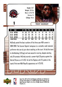 2000-01 Upper Deck MVP #165 Tracy McGrady Back