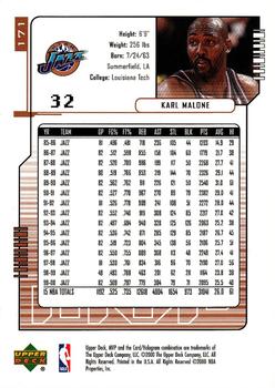 2000-01 Upper Deck MVP #171 Karl Malone Back