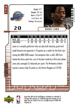2000-01 Upper Deck MVP #174 Quincy Lewis Back