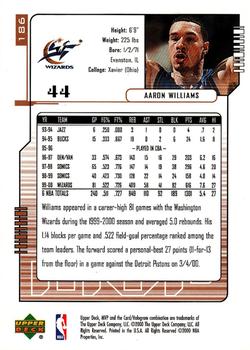 2000-01 Upper Deck MVP #186 Aaron Williams Back