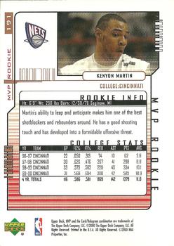 2000-01 Upper Deck MVP #191 Kenyon Martin Back