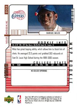 2000-01 Upper Deck MVP #202 Darius Miles Back