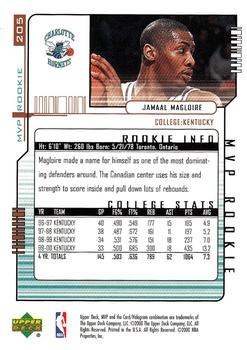 2000-01 Upper Deck MVP #205 Jamaal Magloire Back