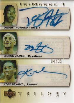 2004-05 Upper Deck Trilogy - TriMarks I #TM-HJB Dwight Howard / LeBron James / Kobe Bryant Front