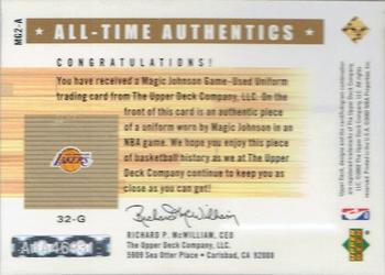 2004-05 Upper Deck Ultimate Collection - Autographed Buybacks #MG2-A Magic Johnson Back