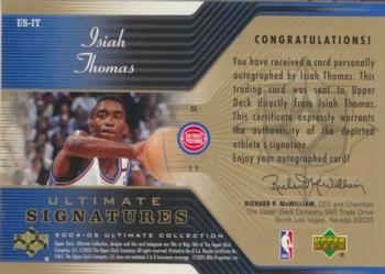 2004-05 Upper Deck Ultimate Collection - Signatures #US-IT Isiah Thomas Back