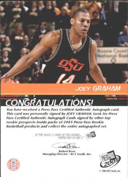 2005 Press Pass - Autographs Bronze School Logos #NNO Joey Graham Back